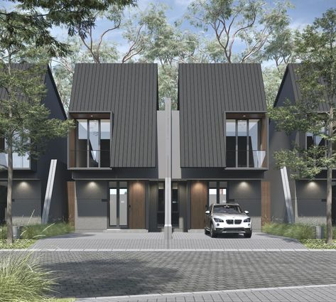 Townhouse Facade Design, New Classic Facade, Townhouse Facade, Housing Architecture, Twin House, Classic Facade, Modern Tropical House, Villa Bali, Bali House