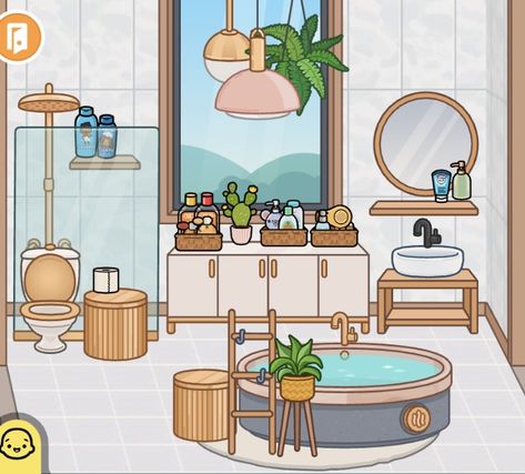 Toca Boca Bathroom Ideas Modern Mansion Upstairs, Toca Nova Bathroom Idea, Toca Nova Modern Mansion Ideas, Modern Mansion Bathroom, Mansion Bathroom, Toka Boka, Free House Design, Mansion Designs, Baby Bathroom