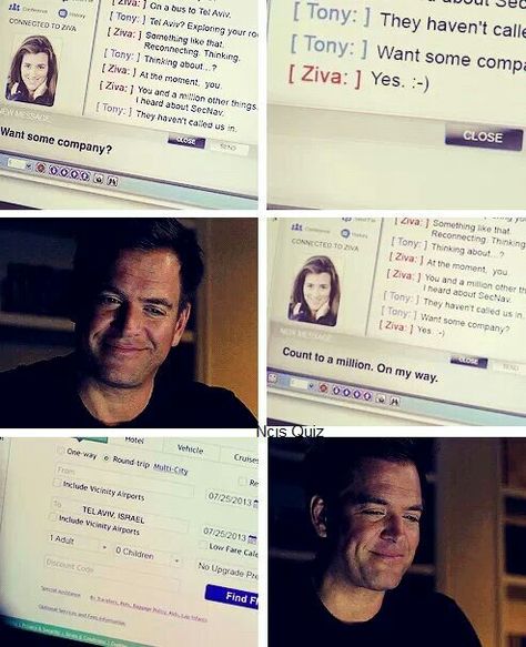 His sexy half smile :-D Talking to Ziva Ncis Funny, Ncis Gibbs, Ziva And Tony, Ncis Characters, Gibbs Rules, Ncis Cast, Half Smile, Ziva David, Michael Weatherly