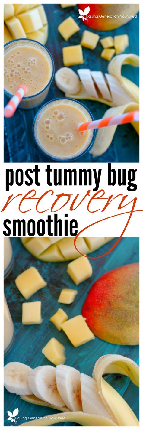 Post Tummy Bug Recovery Smoothie :: You've made it through a tummy bug, and are… Stomach Bug Smoothie, Paleo Beverages, Tummy Bug, Recovery Smoothie, Paleo Drinks, Stomach Bug, Bland Food, Healthy Smoothie Recipes, Electrolyte Drink