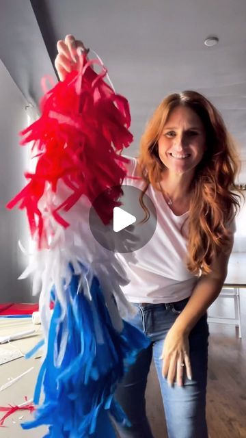 Haley Station Wedding and Event Venue on Instagram: "I’ve ben crafting my butt off the last couple weeks getting our 4th of July parade float ready and thought I would share how I’m making these cutie balloon tassels. So easy. So cute! Just attach some balloons and voila! Happy crafting!" Parade Floats With Balloons, Pick Up Truck Parade Float Ideas, Highschool Float Ideas, Party In The Usa Parade Float, Hospital Parade Float Ideas, Truck Float Parade Ideas, Jeep Parade Decorations, Veterans Day Float Ideas, Hoco Parade Car Signs