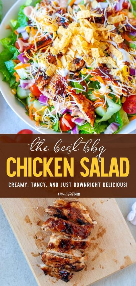 Grilled Bbq Chicken Salad, Chicken On Salad Recipes, Salad And Chicken Recipes, Family Salad Dinners, Dinner Ideas Bbq Chicken, Bbq Chicken Salad Meal Prep, Chicken Chef Salad, Cpk Bbq Chicken Salad Copycat, Chicken In Salad Recipes