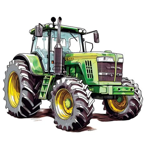 Farming Clipart, Tractor Printable, Tractor Painting, Watercolor Tractor, John Deere Art, Tractor Print, Tractor Clipart, Tractor Drawing, Tractor Png