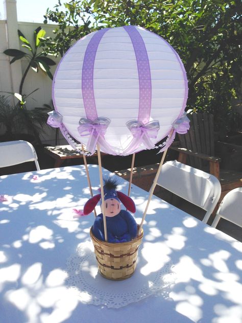 Disney Eeyor baby shower centerpiece Paper Lanterns Centerpieces, Baby Shower Ideas Disney, Girl Baby Shower Centerpieces, Quinceanera Planning, Winnie The Pooh Themes, Balloon Festival, Disney Baby Shower, Winnie The Pooh Birthday, Girl Baby Shower Decorations