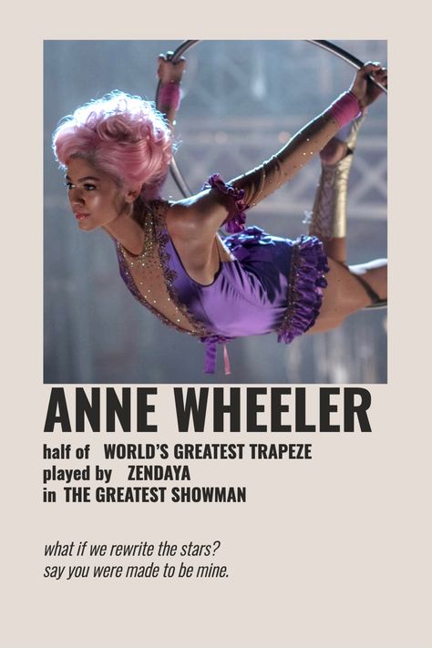 The Greatest Showman Anne Wheeler, Zendaya Anne Wheeler, The Greatest Showman Characters, The Greatest Showman Zendaya, Zendaya Greatest Showman, Character Polaroid Poster, Character Polaroid, Anne Wheeler, Zendaya Movies