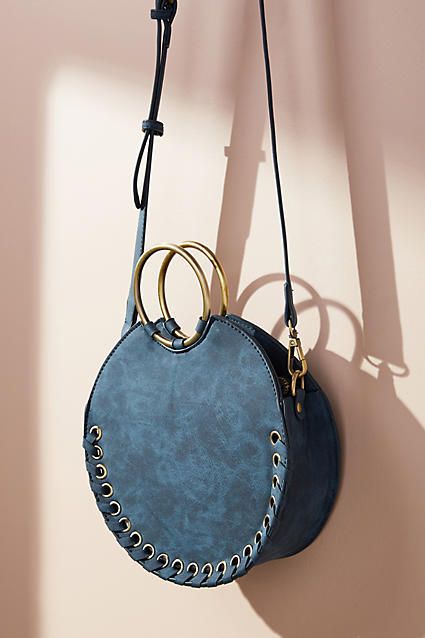 Under $60!  Anthropologie Stitched Circular Crossbody Bag  #fashion #fallfashion #crossbodybag #affiliate Circle Bags, Jeans Bags, Genuine Leather Totes, Leather Bags Handmade, Designer Shoulder Bags, Fabric Bags, Diy Bag, Hobo Bag, Bag Pattern