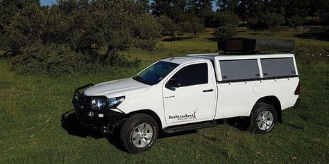 Bushtrackers 4x4 Vehicle Hire | Toyota 2.4 Hilux Single Cab 4x4 Toyota Hilux Single Cab Modified, Camping Equipment List, Kitchen Equipment List, Water Canister, Reflective Vest, Camping Table, All Terrain Tyres, Top Tents, Air Bag