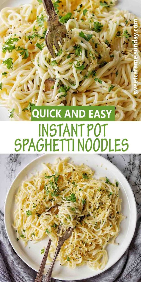 Instant Pot Spaghetti Noodles are quick, easy and versatile! This recipe is for beginner's as I show you the basics of cooking spaghetti in your Instant Pot with some recipes to take it further also. #instantpotrecipes #spaghettirecipes #instantpotspaghetti @sweetcaramelsunday Instant Pot Spaghetti Noodles, Easy Instant Pot Spaghetti, How To Cook Noodles, Plain Spaghetti, Best Pressure Cooker Recipes, Instant Pot Spaghetti, Cooking Spaghetti, Cooking Pasta, Gluten Free Noodles