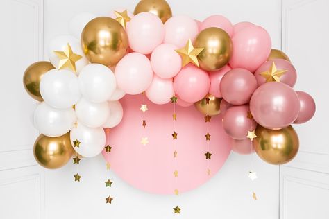 #PartyDeco #balloongarland #ballonarch #balloonbackdrop #backdrops #engagementparty #partyideas #partysupplies #partysupplystore Pink Birthday Decorations, 60 Balloons, Idee Babyshower, Pink Party Decorations, Bridal Shower Balloons, Balloon Kit, Star Garland, Pink Bridal Shower, Birthday Party Balloon