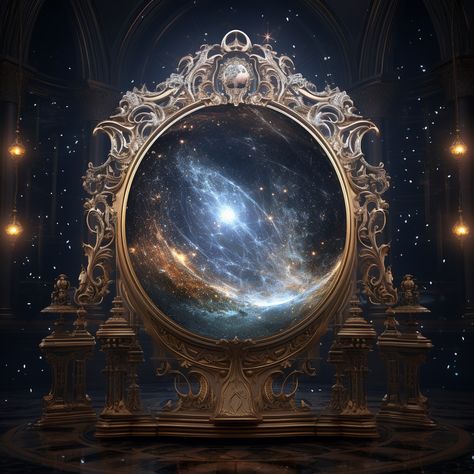 Created by Vellectrum using Midjourney. Magic Mirror Fantasy Art, Dnd Mirror, Magic Mirror Aesthetic, Fantasy Mirror, Gothic Atmosphere, Dnd Campaign, Angel Guidance, Magic Mirror, Fantasy Book