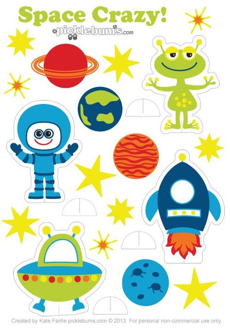 Space Crazy - free printable space characters to download print and play with! Space Printables, Space Stickers, Space Preschool, Space Character, Outer Space Theme, Space Activities, Space Birthday Party, Space Birthday, Space Party