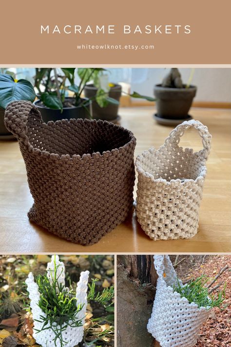 Learn how to make beautiful macrame baskets with this easy DIY pattern! Perfect for organizing and adding a stylish touch to your home, these baskets are both functional and decorative. Great for beginners and macrame lovers alike. 🧺✨  #MacrameBasket #DIYMacrame #MacramePattern #HandmadeStorage #HomeOrganization #BohoDecor #CreativeHome #CraftIdeas #HandmadeDecor #EcoFriendlyDecor #MacrameCrafts #TrendyHome #BohoStyle #StylishStorage #DIYHomeProjects Diy Macrame Basket, Macrame Baskets, Baskets Diy, Macrame Basket, Basket Making, Basket Pattern, Eco Friendly Decor, Diy Basket, Diy Macrame