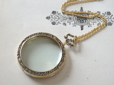 1 Large Magnifying Monocle Necklace Round by PeculiarCollective #peculiarcollective.com  #magnifying glass necklace,  monocle Mh Aesthetic, Magnifying Glass Necklace, High Culture, Magnifying Glasses, Talent Management, Victorian Gold, Vintage Style Jewellery, Classy Jewelry, Glass Pendant Necklace