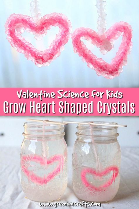 Valentine Science Experiments, Valentine Science, Heart Science, Science Valentines, Crystal Growing, Kindergarten Valentines, Valentine Art Projects, Fun Diy Craft Projects, Science Crafts