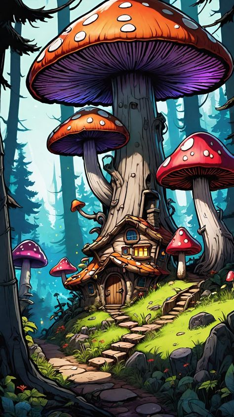 Mushroom village #mushrooms #village Mushroom Village, Village Drawing, Boho Art Drawings, Stitch Drawing, Doodle Art Drawing, Fantasy Drawings, Mushroom House, House Drawing, Fairytale Art