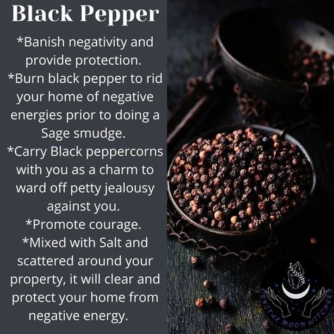 Herb Meanings, Magical Herbs Witchcraft, Spell Ingredients, Herbs Witchcraft, Kitchen Witch Recipes, Black Pepper Oil, Easy Love Spells, Magickal Herbs, Witch Herbs