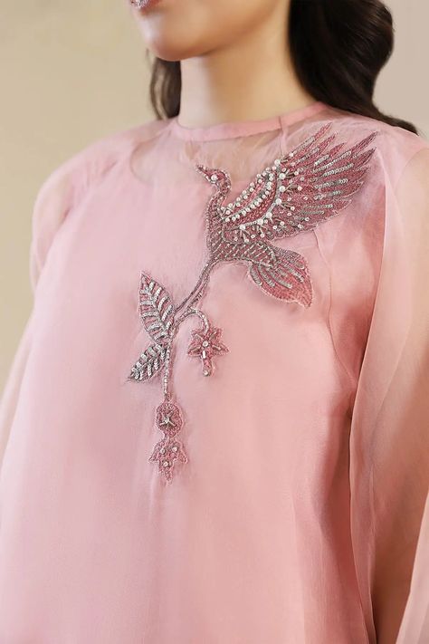 2 Pcs Pink Organza Embroidered Co-Ord Set: Round Neckline, Embroidered Multi Head Motif With Hand Embellishment, Full Length Raglan Sleeves With Gather’s Detailing Paired with Pakistan Raw Silk Culottes, Elasticated Waistband  Wash Care:  Dry Clean Only Silk Culottes, Hand Embellishment, Sharara Gharara, Suit Waistcoat, Kids Couture, Shalwar Kameez, Co Ord Set, Bridal Saree, Bridal Couture