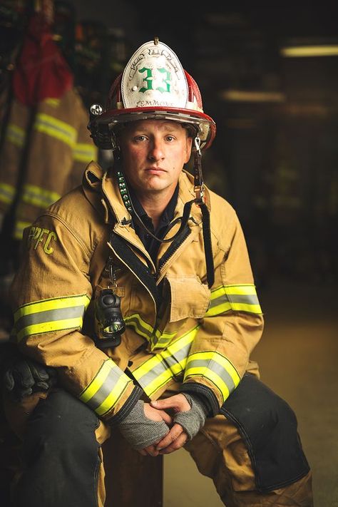 Firefighter Photoshoot, Firefighter Photography, Fire Photos, Fire Photo, Senior Photos Boys, Firefighter Family, Firefighter Pictures, Portrait Photography Tips, Environmental Portraits