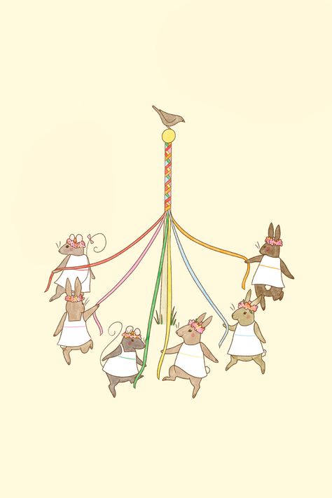 May Pole Illustration, Maypole Illustration, Maypole Drawing, Maypole Aesthetic, May Day Illustration, May Day, Feast Of The Annunciation, Solstice Art, May Days