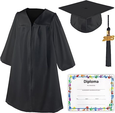 Amazon.com: Class Act Graduation Shiny Kindergarten Preschool Graduation Cap and Gown with Matching Tassel and Diploma Certificate, Black : Clothing, Shoes & Jewelry Black Graduation Gown And Cap, Preschool Graduation Cap, Black Graduation Gown, Kindergarten Certificates, Graduation Gown And Cap, Graduation Cap And Gown, Diploma Certificate, Graduation Gown, Preschool Graduation