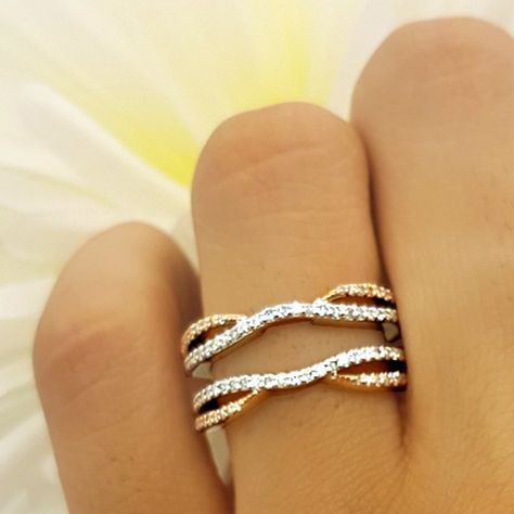 Two Tone Wedding Ring Set, Ring Enhancer Wedding Band Yellow Gold, Rose Gold Ring Enhancer, Wedding Ring Enhancers Rose Gold, Two Tone Wedding Band Womens, Wedding Ring Enhancers Yellow Gold, Two Tone Wedding Rings, Simulated Diamond Rings Engagement, Double Wedding Band