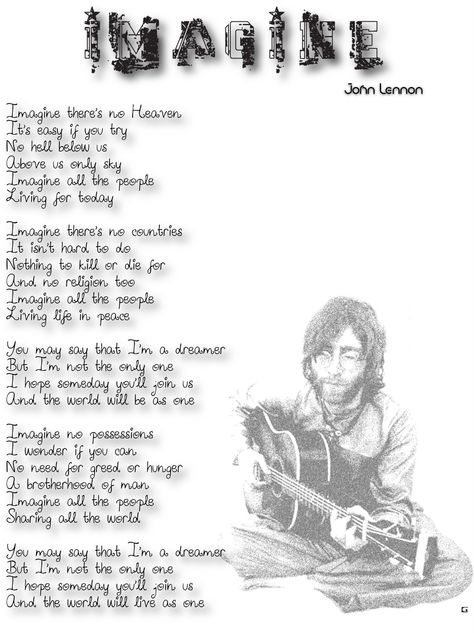 John Lennon's Imagine Imagine John Lennon Lyrics, Imagine Lyrics, John Lennon Lyrics, John Lennon Imagine, People Cartoon, Lyrics Poster, Beatles Love, Imagine John Lennon, Lyrics Wallpaper