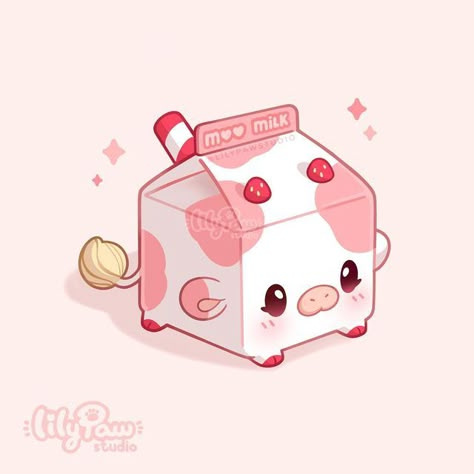 The Moo, Cow Drawing, Cow Milk, Images Kawaii, Cute Kawaii Animals, Cute Food Drawings, Cute Food Art, Cute Animal Drawings Kawaii, Cute Doodles Drawings