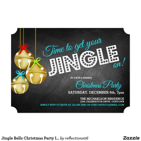 Jingle Bells Christmas Party Invitation Silver Bells Christmas, Christmas Party Themes, Bells Christmas, Family Christmas Party, Office Christmas Party, Santa Cards, Christmas Dinner Party, Christmas Party Invitation, Holiday Invitations