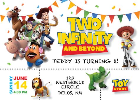 Two Infinity And Beyond Birthday Invite, Toy Story 2nd Birthday Party, Toy Story 2nd Birthday, Two Infinity And Beyond Birthday, Beyond Birthday, Toy Story Invitations, Toy Story Party Decorations, 2nd Birthday Party For Boys, 2nd Birthday Boys