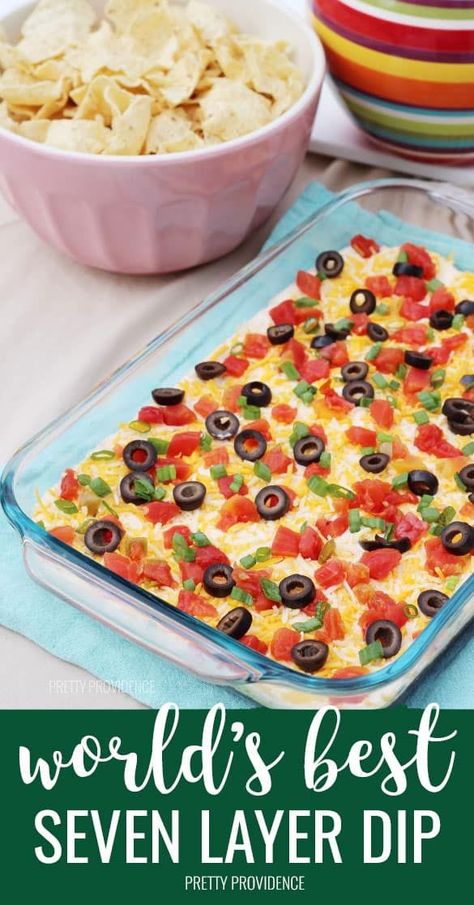 Seven Layer Bean Dip, Layered Bean Dip Recipe, Layer Bean Dip, 7 Layer Bean Dip, Mexican Dip Recipes, Layer Dip Recipe, 7 Layer Dip Recipe, Mexican Layer Dip, Bean Dip Recipe