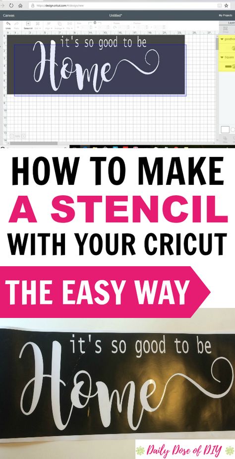 DIY Tutorial on How to make a Stencil in Cricut Design Space.  Use stencils for your cricut projects such as painting signs, canvas or walls. #cricut #stencils Kombinasi Font, Make A Stencil, Cricut Help, Cricut Stencils, Cricut Expression, Projets Cricut, How To Make Stencils, Cricut Projects Beginner, Circuit Projects