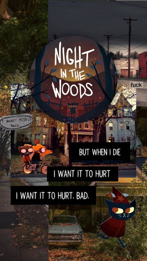 Night In The Woods Phone Wallpaper, Night Into The Woods, Night In The Woods Halloween, Nitw Wallpaper Phone, Nitw Pfp, Night In The Woods Aesthetic, Night In The Woods Wallpaper, Nitw Aesthetic, Mae Borowski