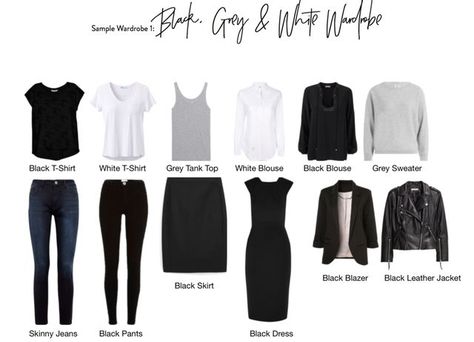 Minimal Wardrobe Basics Grey Capsule Wardrobe, Black And White Closet, Closet Capsule Wardrobe, Clothes Capsule, Closet Capsule, 2023 Wardrobe, White Closet, Vivienne Files, Minimal Wardrobe