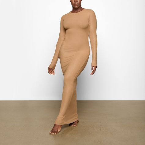 Brown Skims Dress Outfit, Soft Lounge Dress, Brown Outfits, Cotton Corset, Ribbed Tank Dress, Long Slip Dress, Cami Maxi Dress, Shimmer Dress, Slip Dresses