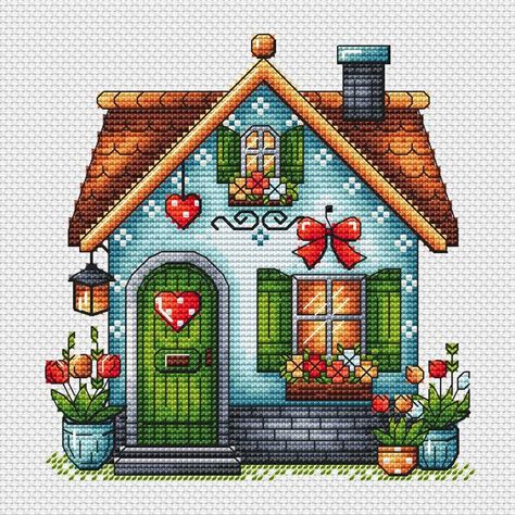 Love House Cross Stitch Pattern Digital Download, Romantic Valentines Embroidery Decor, Valentines Day Decor Pattern PDF - Etsy Australia Valentines Embroidery, House Cross Stitch, Embroidery Decor, Blackwork Embroidery Patterns, Decor Valentines Day, Cross Stitch House, Valentines Day Decor, Blackwork Embroidery, Cross Stitch Love