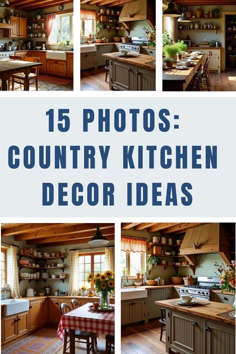 15 Photos: Country Kitchen Decor Ideas Simple Country Kitchen Ideas, Upcycled Kitchen Ideas, Kitchen Cottage Ideas, Rustic Kitchen Ideas Decor, Small Rustic Kitchen Ideas, Diy Country Kitchen, Western Kitchen Ideas, Country Kitchen Decorating Ideas, Modern Rustic Kitchen Decor