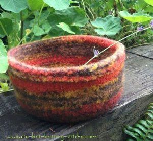 AllFreeKnitting.com - Free Knitting Patterns, Knitting Tips, How-To Knit, Videos, Hints and More! Knit Videos, Knitted Baskets, Felted Basket, Felt Basket, Felted Bowls, Felted Crochet, Wool Felt Projects, Knitting Tips, Knit Basket