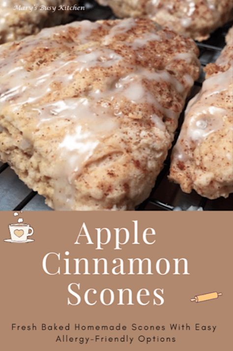 Non Dairy Scones, Gluten Free Apple Breakfast, Egg Free Scones Recipe, Gluten Free Apple Scones, Dairy Free Scones Recipe, Egg Free Scones, Gluten Free Bagels Recipe, Bagels Air Fryer, Apple Cinnamon Scones Recipe