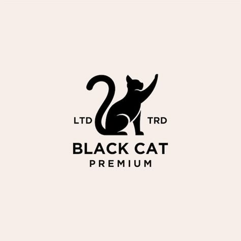 Vector premium black cat logo vector ico... | Premium Vector #Freepik #vector #cat-logo #cat-icon #cat-silhouette #black-cat Cat Logo Design Ideas, Black Cat Logo, Logo Class, Nail Branding, Cat Logo Design, Pet Logo, Food Package, Vi Design, Cat Vector