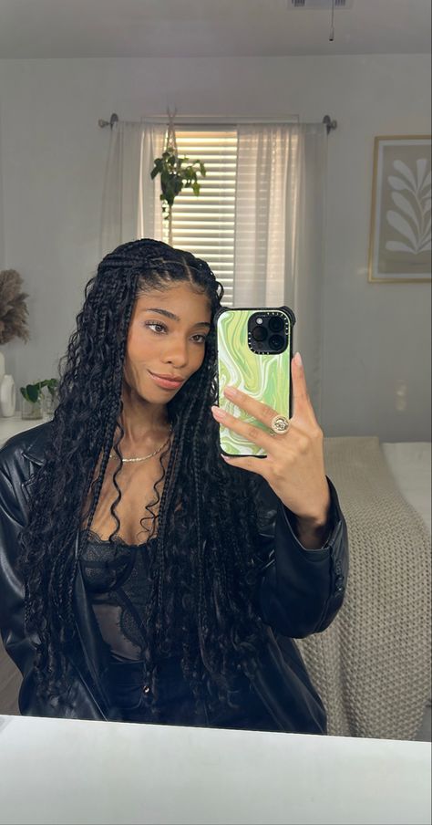 Black Vacation Hair, Boho Braids Curly Hair, Pretty Braids For Black Women, Mixed Box Braids, Braids Mixed Girl, Mixed Girl Braids, Angel Braids, Mixed Braids, Boho Box Braids