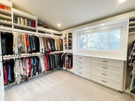 The Closet Butler | Completed Walk-In Closet Projects Walk In Closet With Window, Closet With Window, Smart Closet, Corner Closet, White Closet, No Closet Solutions, Wooden Wardrobe, Dream Closets, Modular Storage