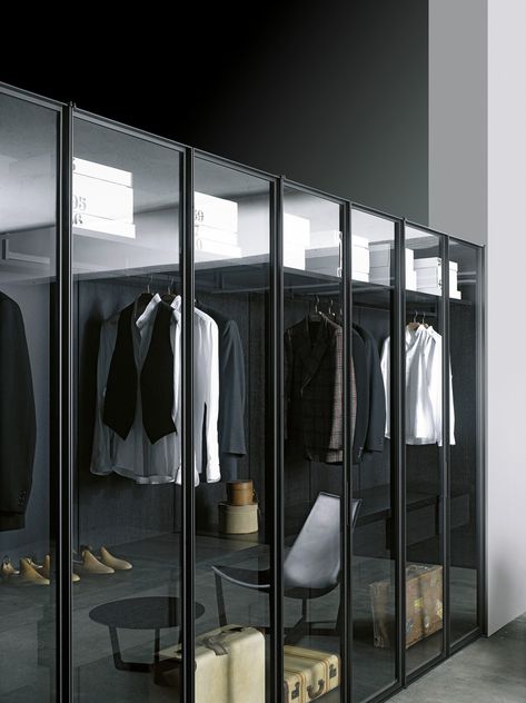 ♂ contemporary interior design modern masculine Walk-in #wardrobe STORAGE by Porro | #design Piero Lissoni, Centro Ricerche Porro Dressing Room Closet, Walk In Closet Design, Piero Lissoni, Open Closet, Men Closet, Dressing Rooms, Dream Closets, 아파트 인테리어, Clothes And Shoes