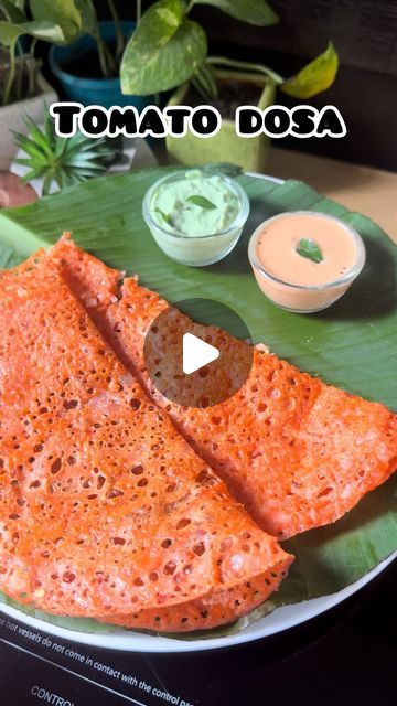 Aishwarya sonvane on Instagram: "Instant Tomato dosa   ✅save the recipe and try it later   ✅Recipe details :   In a blender jar add 2 roughly chopped tomatoes,ginger,red chilli powder and salt,blend it to fine paste  Add 1 cup water and add 1/2 cup rice flour and 1/2 cup suji/semolina  Mix it well and add 2 cup water and rest this batter for 20 minutes  After 20 minutes add 1 more cup water if needed  And pour this batter to form a dosa in a greased pan  Cook this on low to medium flame until it turn crispy  Enjoy!  #tomatodosa #tomatodosai #instantdosa #ravadosa #dosa #dosarecipes #dosalover #dosalove #instantrecipe #healthybreakfast #breakfastrecipe #healthyrecipes #healthybreakfast #healthybreakfastideas #indianfood #quickrecipes #easyrecipe #recipereels #recipeshare #foodreels #reelsin Rice Flour Recipes, Rava Dosa, Ginger Red, Red Chilli Powder, Instant Recipes, Chopped Tomatoes, Red Chilli, Recipe Details, Latest Recipe