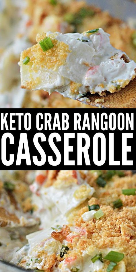 Easy Keto Dinners For One, Keto Crab Rangoon Casserole, Keto Crab Rangoon Recipe, Keto Seafood Casserole Recipes, Keto Crab Rangoon Dip, Simple Fun Keto Recipes, Keto Crab Boil, Imitatation Crab Recipe Ideas Keto, Imitatation Crab Recipe Low Carb