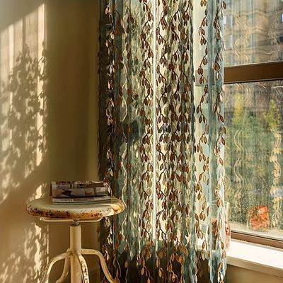 Dining Room Window Treatments, Forest Bedroom, Window Treatments Ideas, Design Ložnic, Modern Window Treatments, Leaf Curtains, Dining Room Windows, Modern Windows, Cozy Room Decor