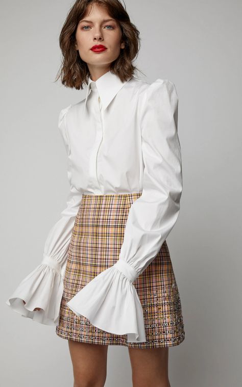 Click product to zoom Puffy Sleeves Blouse, I Love Mr Mittens, Mr Mittens, Cotton Mini Skirt, Fashion Trend Forecast, Fashion Now, Crop Top Outfits, Fashion Design Sketches, Silk Maxi Dress