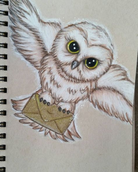 Waldorf Painting, Harry Potter Fanları, Harry Potter Sketch, Harry Potter Art Drawings, Harry Potter Owl, Harry Potter Hedwig, Arte Nerd, Harry Potter Tattoos, Harry Potter Tattoo