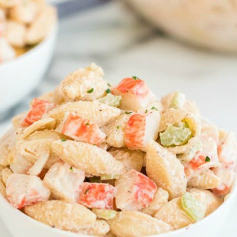 Homestyle Seafood Pasta Salad Old Bay Pasta, Seafood Pasta Salad, Seafood Pasta Salad Recipe, Crab Pasta Salad, Seafood Salad Pasta, Crab Salad Recipe, Sea Food Salad Recipes, Fresh Meals, Salad Easy