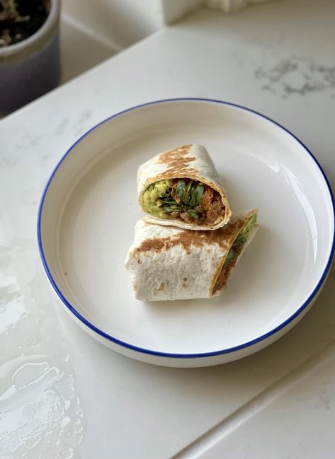 Vegan Lentil Walnut Burrito Lentil Burrito, Shayna's Kitchen, Flat Bread Wraps, Guacamole Ingredients, Vegan Lentil, Flat Breads, Gf Recipes, Ripe Avocado, Veggie Burger