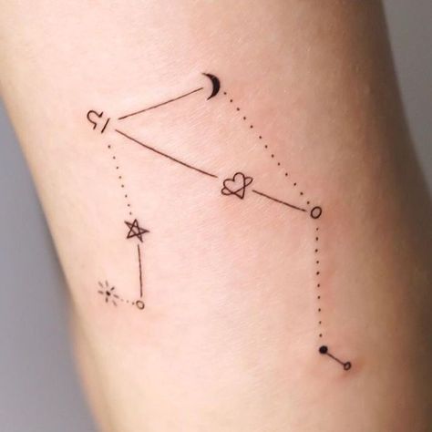 The Best Astrology Tattoos to Get for Every Sign Time Related Tattoos, Zodiac Tattoos Constellation, Libra Astrology Tattoo, Libra Star Constellation Tattoo, Tattoos Constellation, Leo Symbol Tattoos, 19 Tattoo, Ship Tattoo Sleeves, Libra Zodiac Tattoos